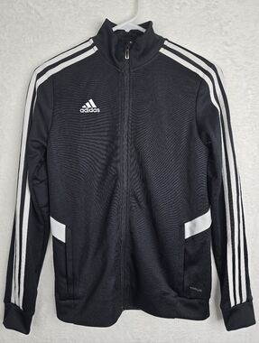 Adidas Climalite Black Track Jacket XS Full Zip 3 Stripe Athletic